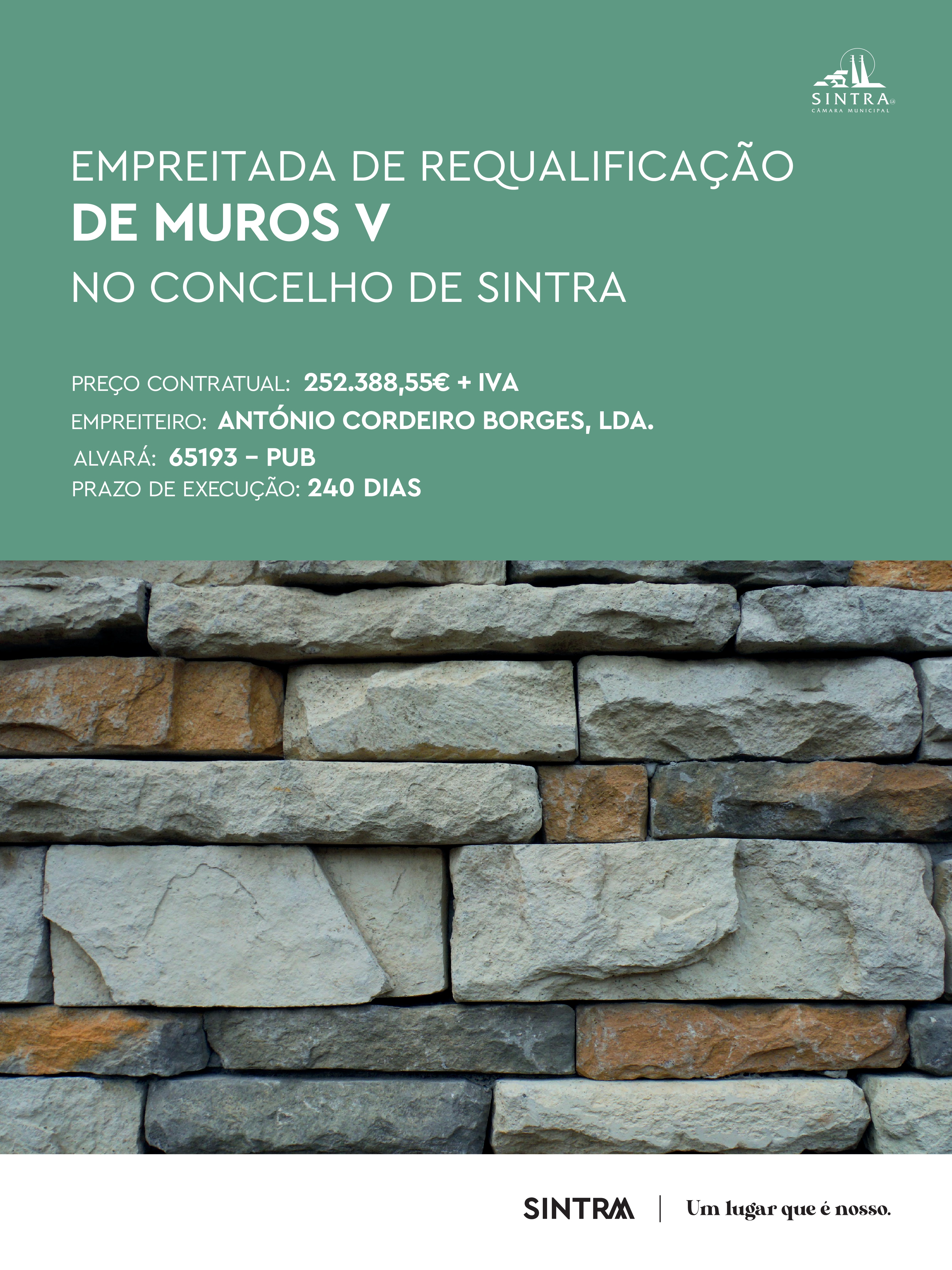 Painel de obra _ EMPREITADA DE REQUALIFICAÇÃO DE MUROS NO CONCELHO DE SINTRA